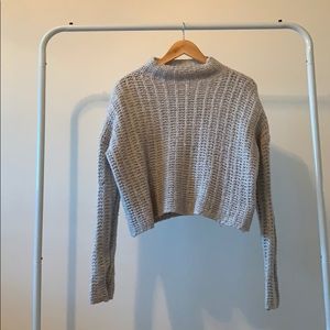 Aerie crop mock neck knit sweater